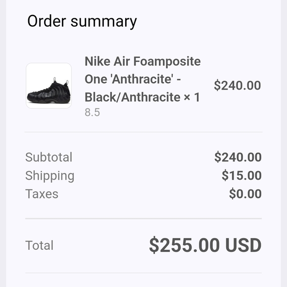 Nike Foamposite One Anthracite Size 8.5 US Mens Sneakers - Picture 6 of 7